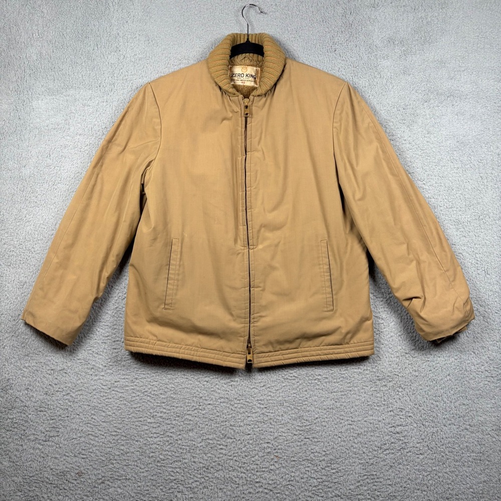 Vintage Zero King Tan Sherpa Lined Jacket Made in USA Wind Water‎ Repellent 40 L